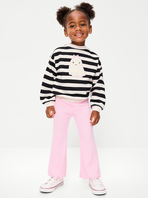 ENSEMBLE DE CHANDAIL EN COTON OUATÉ À IMPRIMÉ ET LEGGING ÉVASÉ POUR TOUTE-PETITE