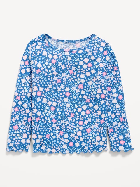 T-SHIRT AJUSTÉ CÔTELÉ À MANCHES LONGUES À IMPRIMÉ POUR TOUTE-PETITE