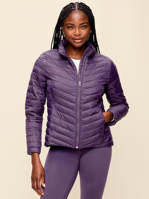 Long-Sleeve Chevron Puffer Jacket