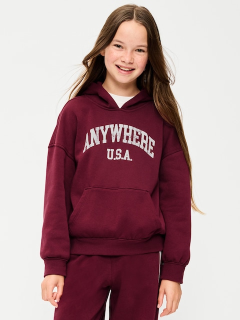 Oversized Graphic Pullover Hoodie for Girls