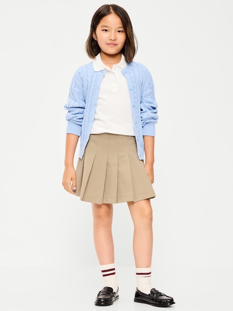 JUPE-SHORT À PLIS D'UNIFORME SCOLAIRE EN TRICOT POINT DE ROME POUR FILLE