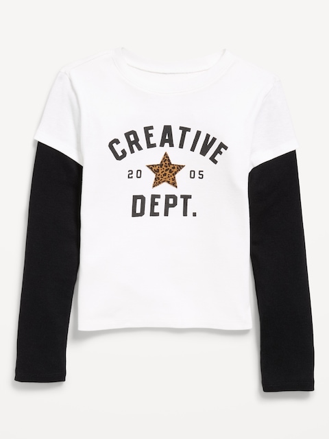 T-SHIRT AJUSTÉ 2-EN-1 À IMPRIMÉ POUR FILLE
