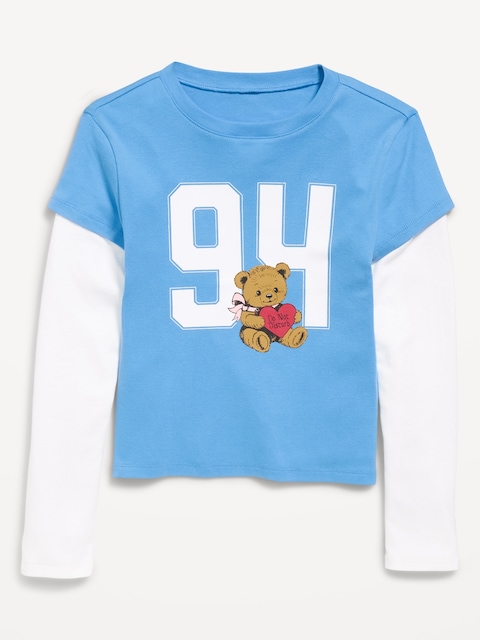 T-SHIRT AJUSTÉ 2-EN-1 À IMPRIMÉ POUR FILLE