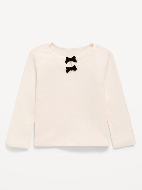 HAUT À MANCHES LONGUES EN TRICOT POINTELLE À BOUCLES POUR TOUTE-PETITE