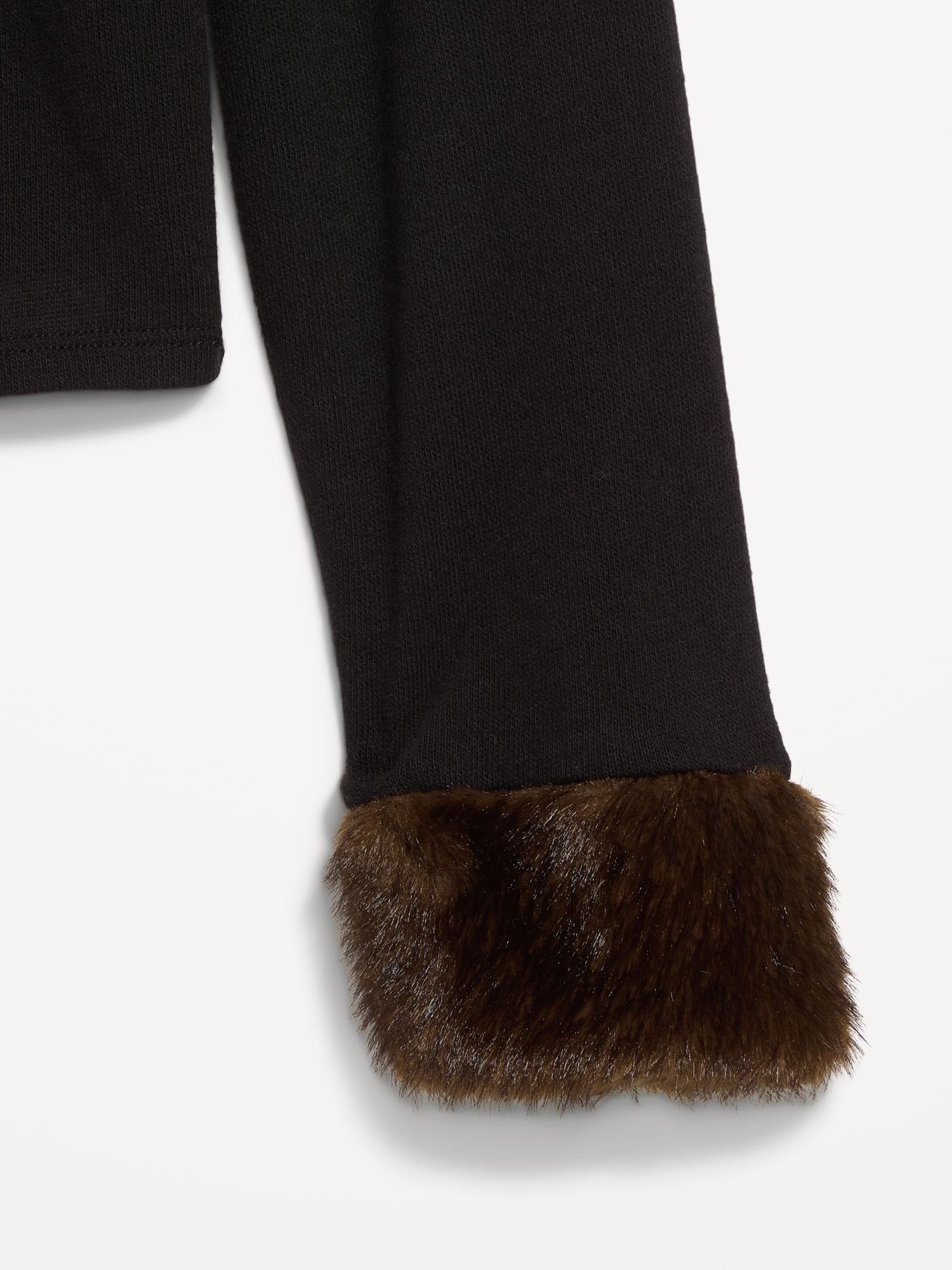 Long-Sleeve Faux-Fur Cuff Tie-Front Top