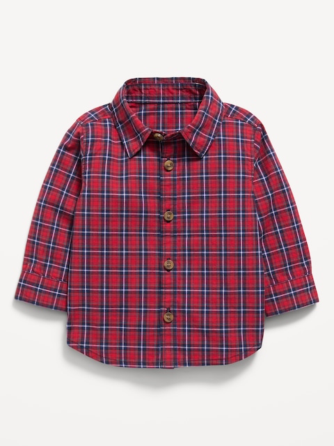 CHEMISE À MANCHES LONGUES EN POPELINE À CARREAUX POUR BÉBÉ