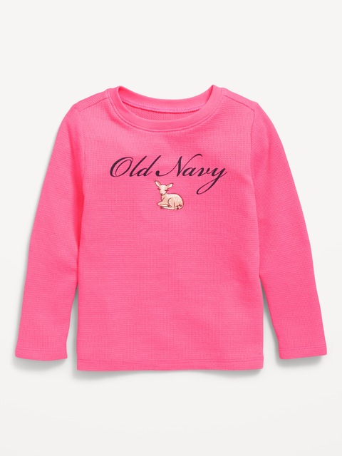 Long-Sleeve Logo Graphic Waffle-Knit T-Shirt for Toddler Girls