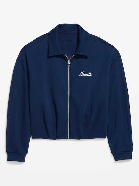 New York Giants Oversized Fleece Bomber Jacket for Women