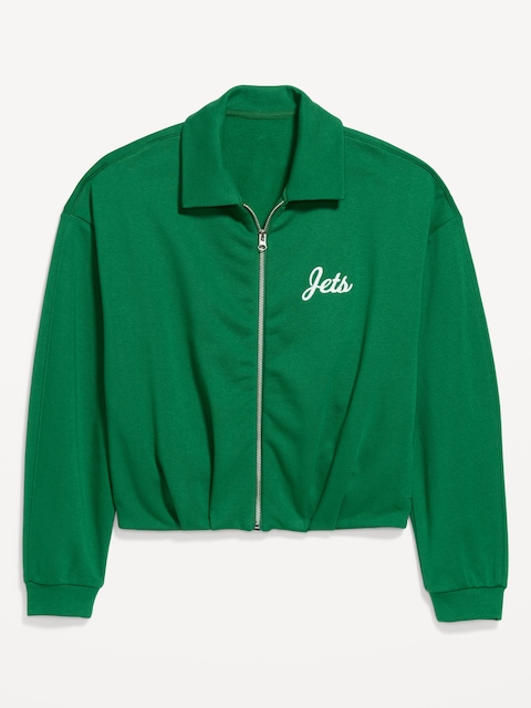 New York Jets Oversized Fleece Bomber Jacket for Women