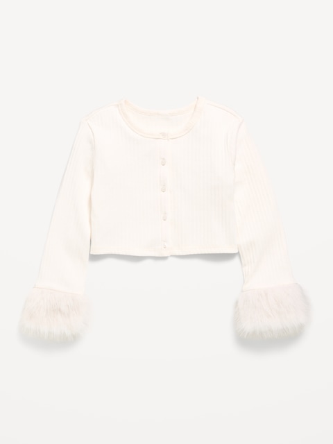 CARDIGAN COURT À POIGNETS EN SIMILIFOURRURE POUR FILLE