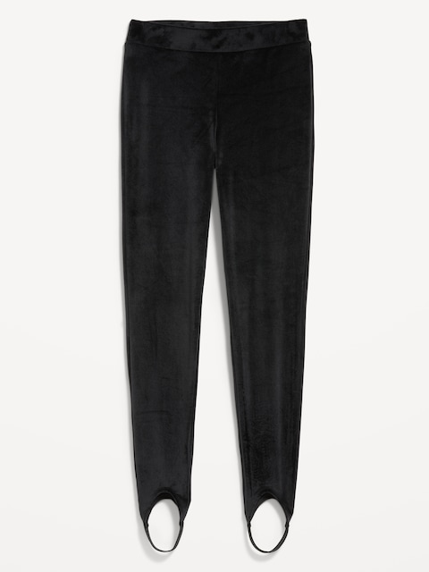 High-Waisted Velour Stirrup Leggings for Women