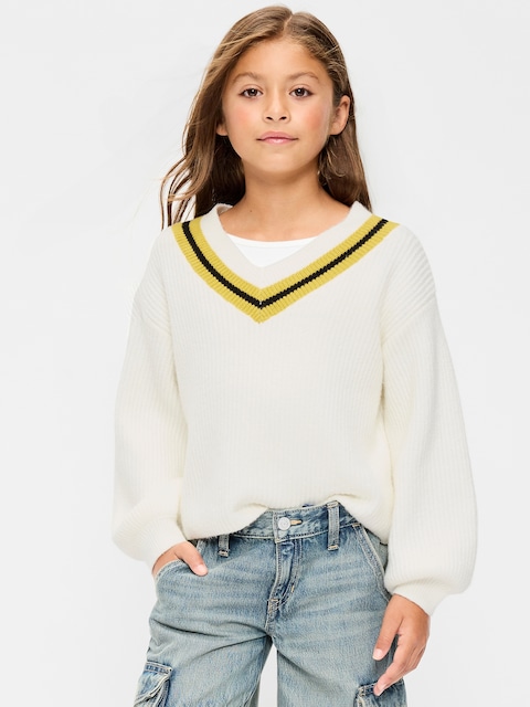 Cropped V-Neck Sweater for Girls