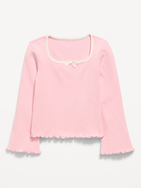 CozePlush Waffle Knit Square-Neck Top for Girls