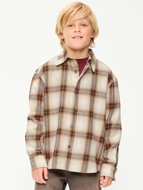 Oversized Long-Sleeve Flannel Shirt for Boys
