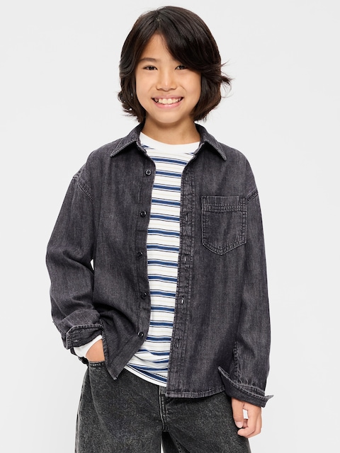 CHEMISE SURDIMENSIONNÉE EN DENIM À MANCHES LONGUES POUR GARÇON