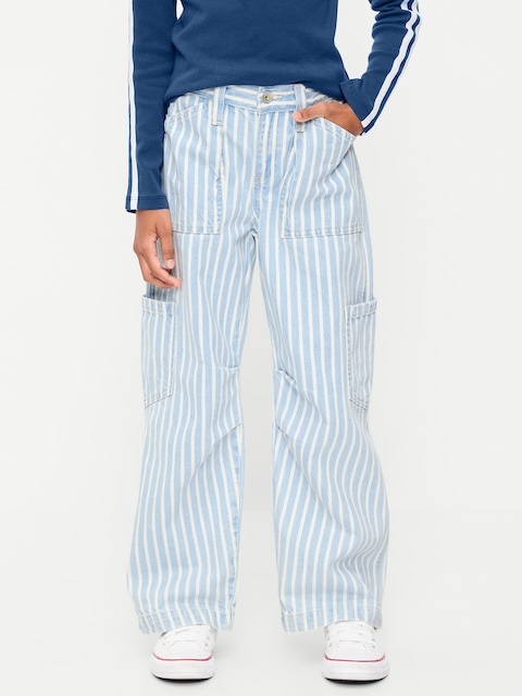 Low-Rise Striped Utility Jeans for Girls