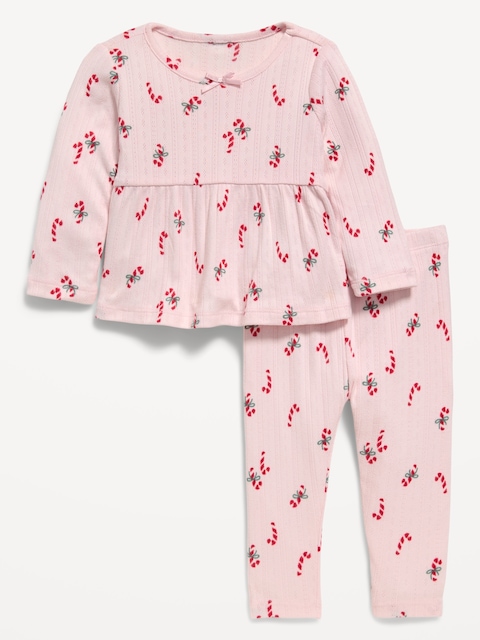 ENSEMBLE AVEC PANTALON ET HAUT EN TRICOT POINTELLE À MANCHES LONGUES POUR BÉBÉ