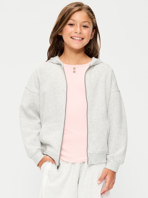 Oversized Fleece Full-Zip Hoodie for Girls
