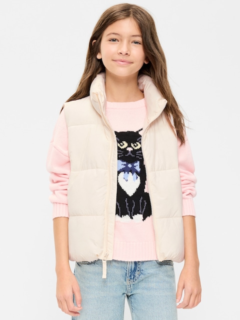 Water-Resistant Quilted Puffer Vest for Girls