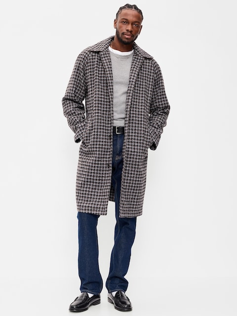 Relaxed Long Twill Topcoat for Men