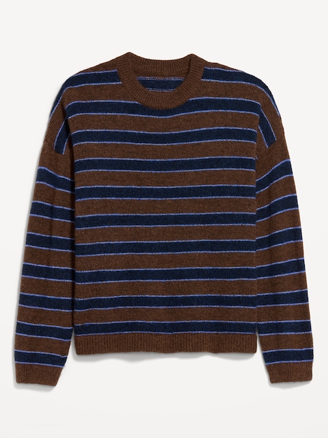 Loose Cozy Wool-Blend Crew-Neck Sweater