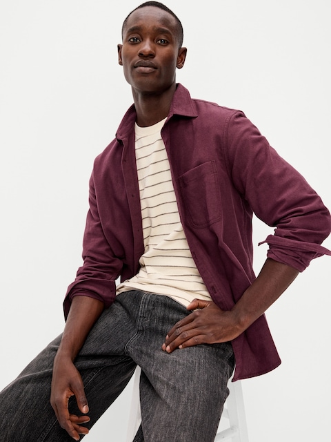 Relaxed Long-Sleeve Flannel Pocket Shirt