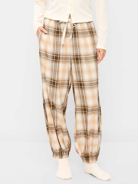 Cinched Flannel Balloon Pants