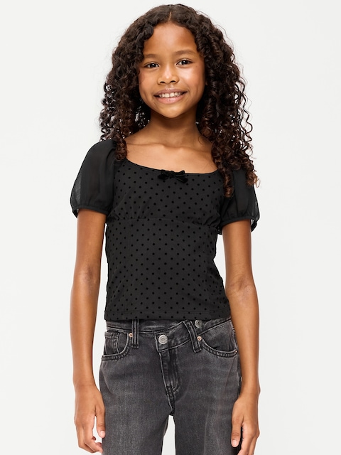 HAUT TEXTURÉ EN MAILLE À MANCHES BOUFFANTES POUR FILLE