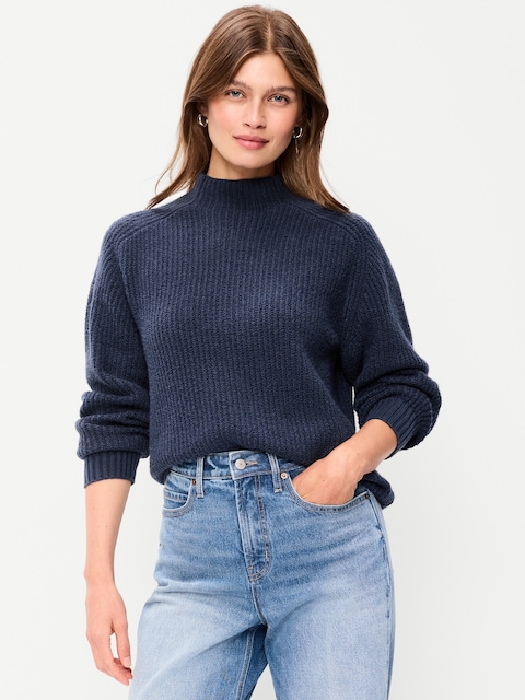 SoSoft Mock-Neck Shaker Sweater
