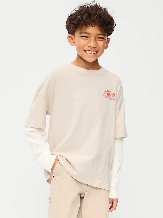 Oversized Long-Sleeve 2-In-1 Graphic T-Shirt for Boys | Old Navy