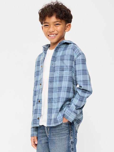 CHEMISE À CAPUCHON À MANCHES LONGUES EN FLANELLE À CARREAUX POUR GARÇON