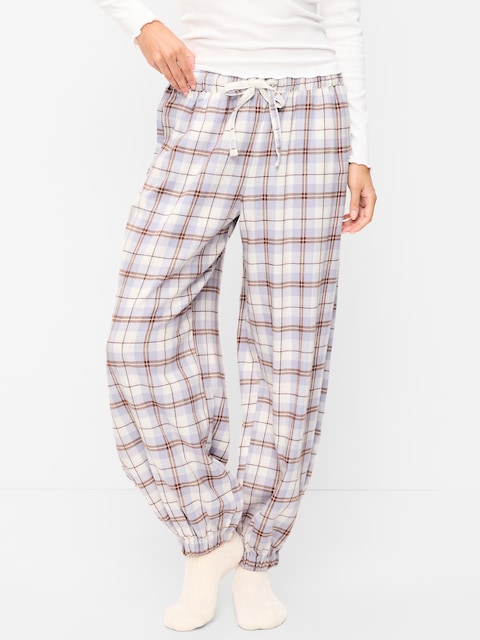 Cinched Flannel Balloon Pants