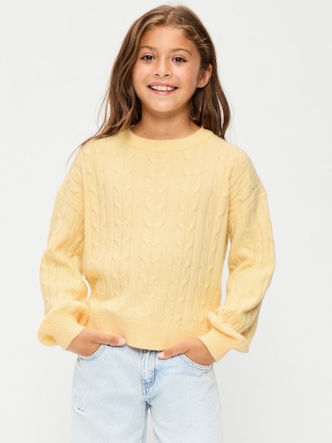 Long-Sleeve Cable-Knit Sweater for Girls