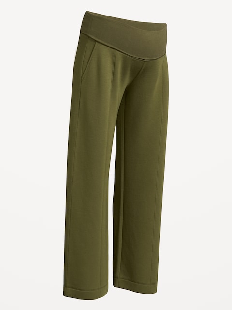 PANTALON JAMBE LARGE EN MOLLETON RAFFINÉ À TAILLE RABATTABLE DE MATERNITÉ