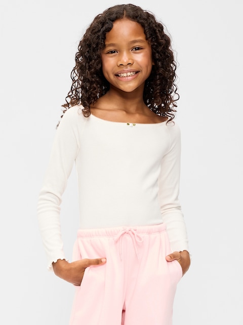 Fitted Off-Shoulder Ribbed Top for Girls