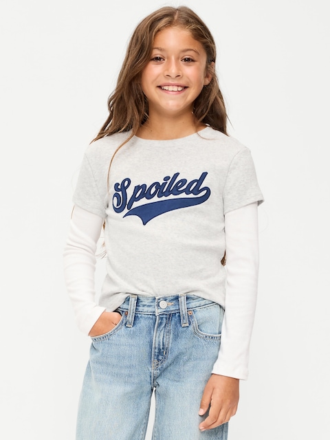 Fitted 2-in-1 Graphic T-Shirt for Girls