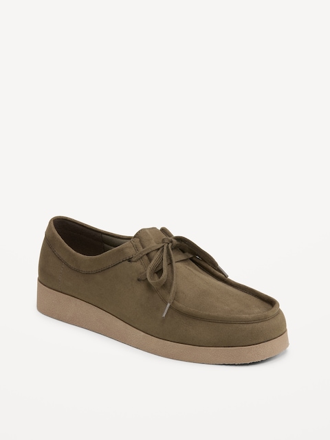 Faux-Suede Lace-Up Derby Boots for Women