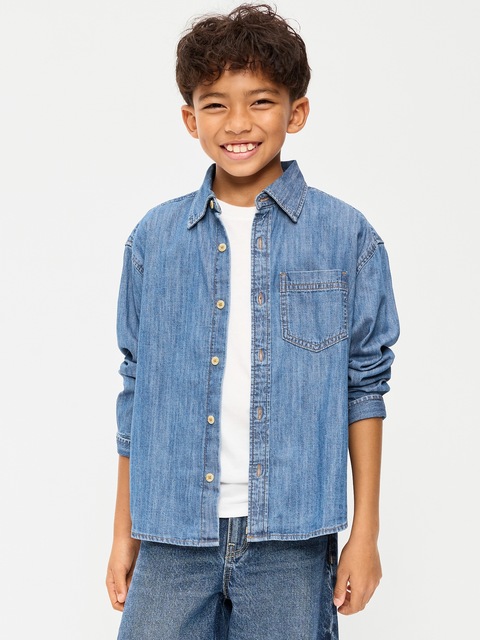 CHEMISE SURDIMENSIONNÉE EN DENIM À MANCHES LONGUES POUR GARÇON