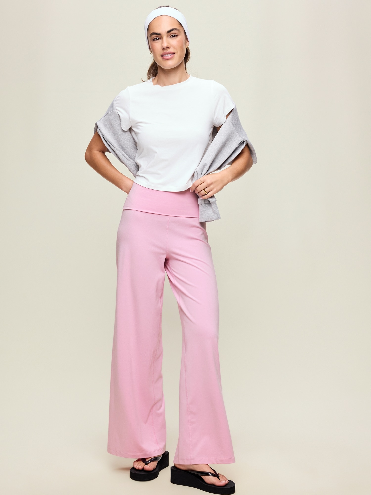 High-Waisted PowerChill Fold-Over Wide-Leg Pants