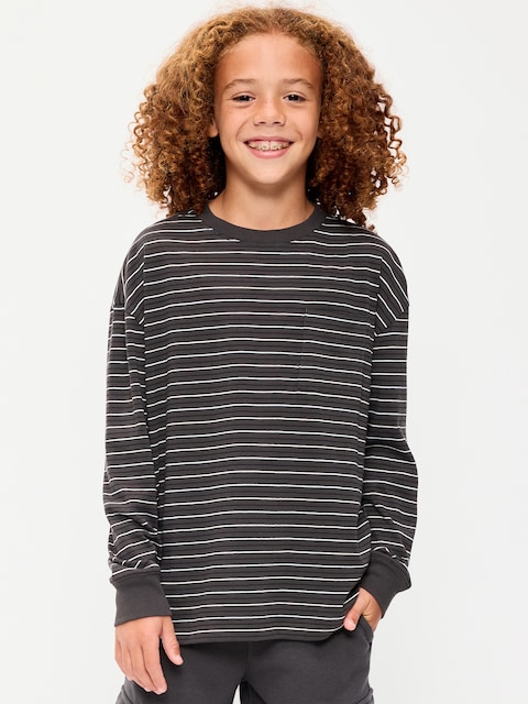 T-SHIRT SURDIMENSIONNÉ À MANCHES LONGUES À RAYURES ET À POCHE POUR GARÇON