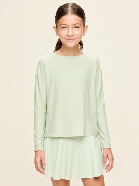 CloudMotion Long-Sleeve Cross-Back Top for Girls