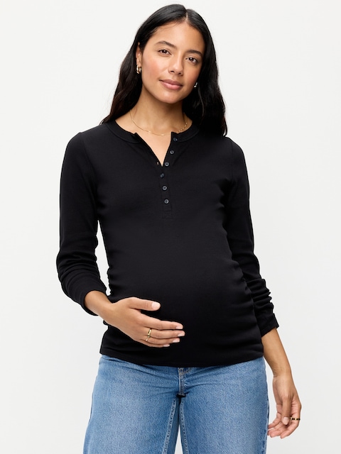 Maternity Long-Sleeve Henley T-Shirt