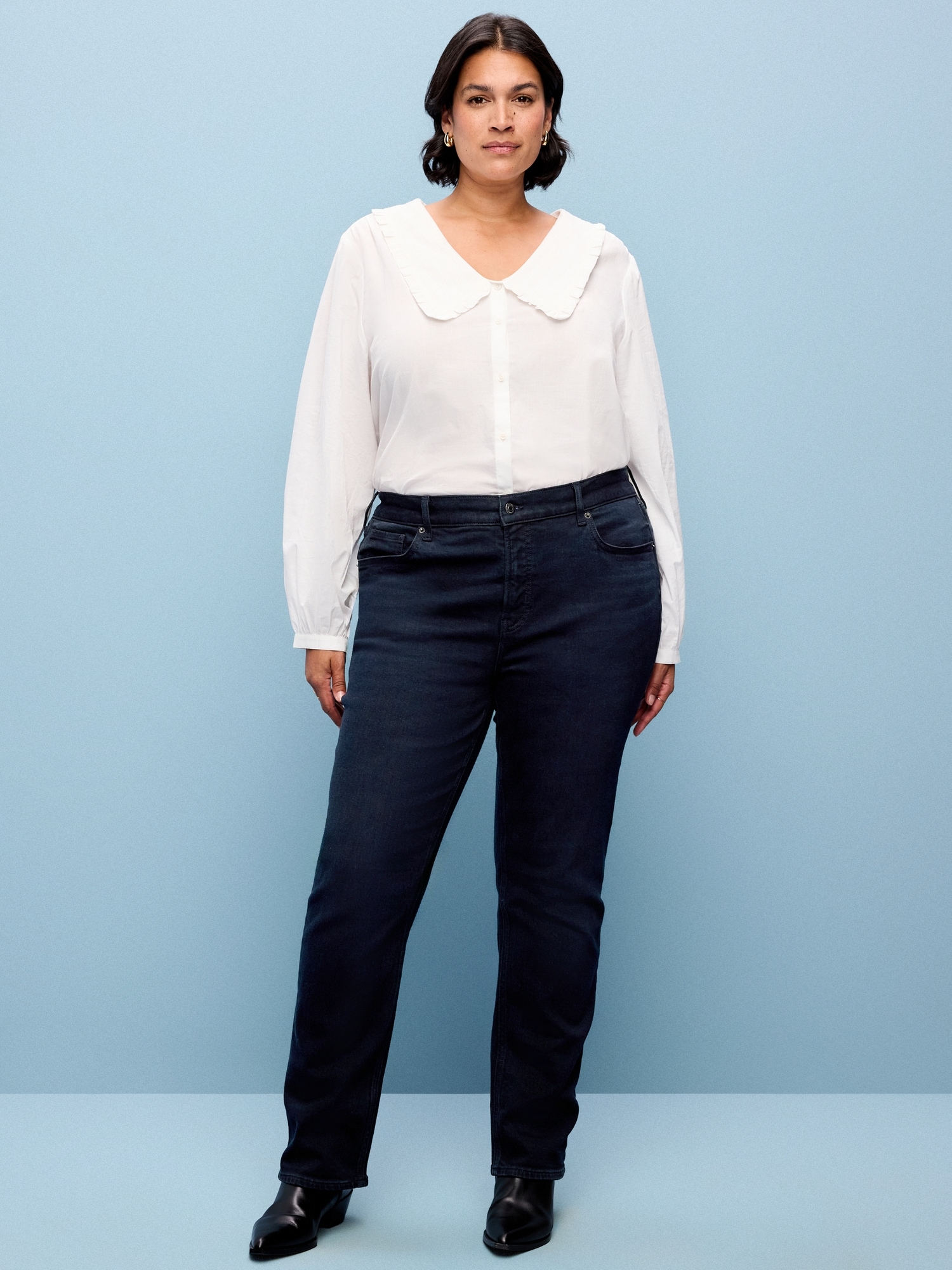 Mid-Rise Straight Leg Jeans