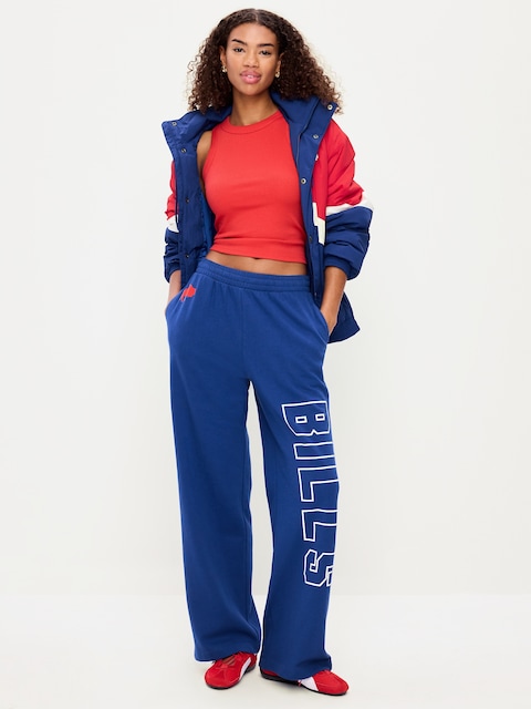 PANTALON EN COTON OUATÉ PURCONFORT JAMBE LARGE À TAILLE HAUTE DES BILLS DE BUFFALO POUR FEMME