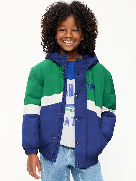 Seattle Seahawks Oversized Crinkled Hooded Jacket for Boys | Old Navy