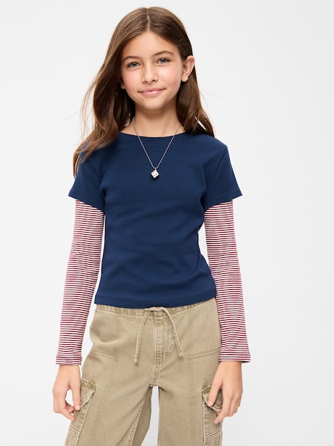 Fitted 2-in-1 Graphic T-Shirt for Girls