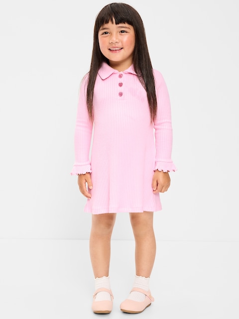 ROBE POLO CÔTELÉE À MANCHES LONGUES POUR TOUTE-PETITE