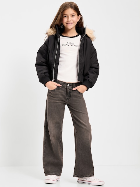 JEAN COUPE GÉNÉREUSE À JAMBE LARGE À TAILLE BASSE POUR FILLE