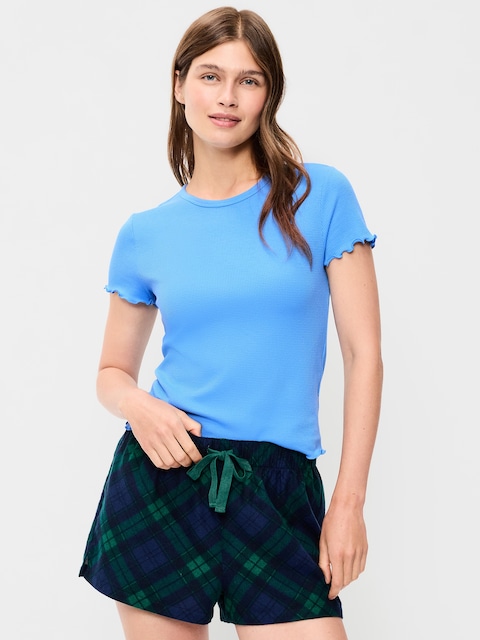 Fitted Waffle-Knit Cropped T-Shirt