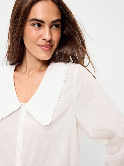 HAUT BOUTONNÉ À COL TENDANCE ET À MANCHES LONGUES
